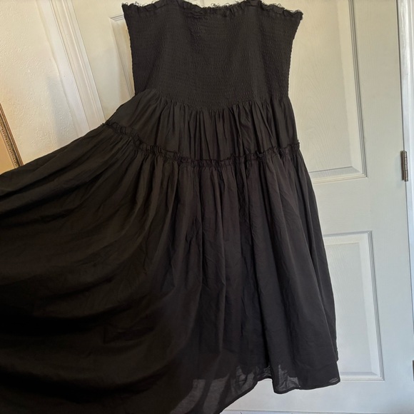 ASOS Design Cotton Smocked Maxi Dress Frayed Edge Sundress - Picture 5 of 9